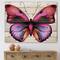 Designart - Bright Pink Butterfly Portrait - Modern Print on Natural Pine Wood